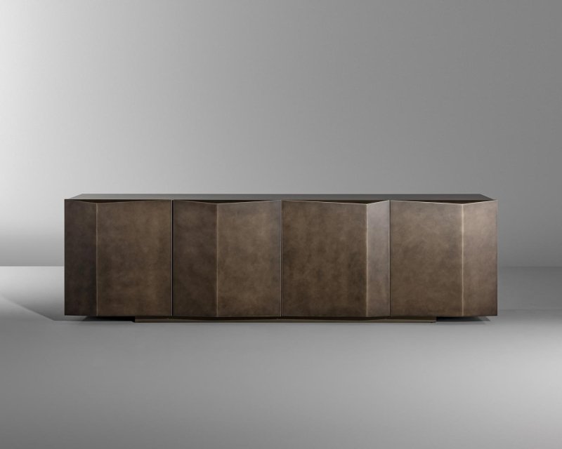 Antique Bernois Four Door Matte Bronze Metal Finish Sideboard Sideboard Cabinet - Bone Inlay Furnitures