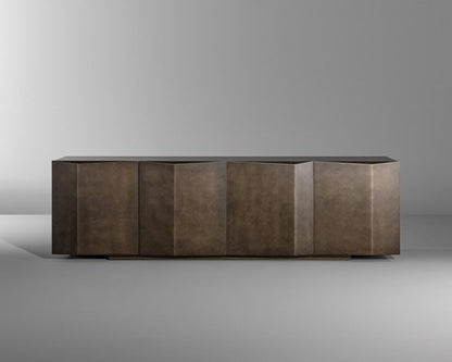 Antique Bernois Four Door Matte Bronze Metal Finish Sideboard Sideboard Cabinet - Bone Inlay Furnitures