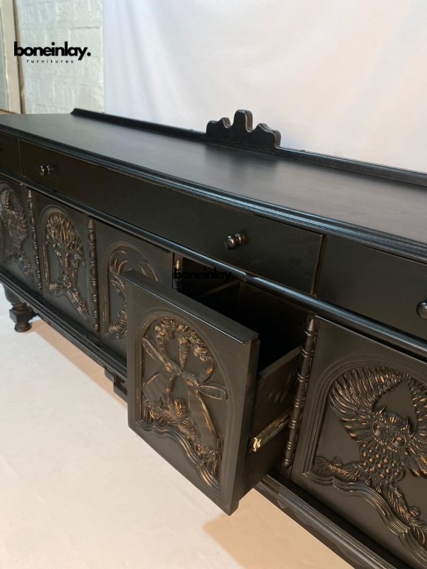 Artistic Menagerie Dresser - Exotic Hand Carved Master Bedroom Storage Dresser - Bone Inlay Furnitures