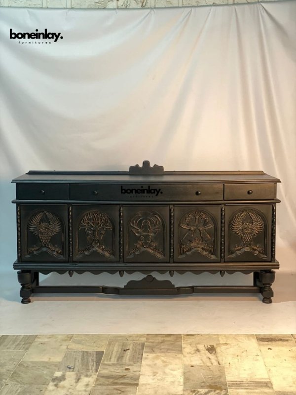 Artistic Menagerie Dresser - Exotic Hand Carved Master Bedroom Storage Dresser - Bone Inlay Furnitures