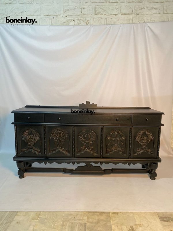 Artistic Menagerie Dresser - Exotic Hand Carved Master Bedroom Storage Dresser - Bone Inlay Furnitures