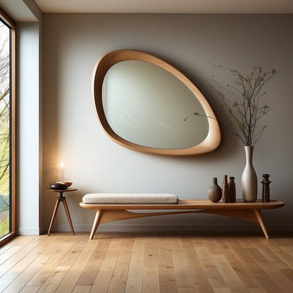Asymmetrical Wooden Frame Mirror mirror frame - Bone Inlay Furnitures