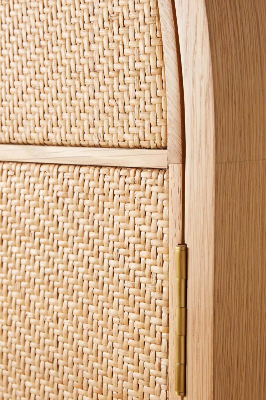 Beachy Style Wallace Cane Armoire – Caned Furniture Wardrobe Closet for Bedroom Storage Armoire - Bone Inlay Furnitures