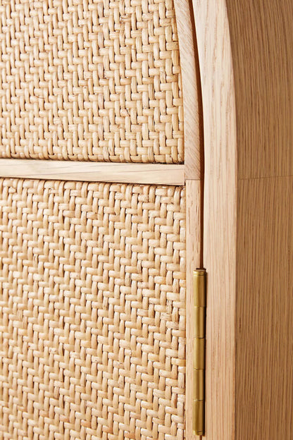 Beachy Style Wallace Cane Armoire – Caned Furniture Wardrobe Closet for Bedroom Storage Armoire - Bone Inlay Furnitures