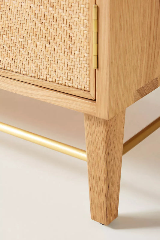 Beachy Style Wallace Cane Armoire – Caned Furniture Wardrobe Closet for Bedroom Storage Armoire - Bone Inlay Furnitures