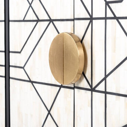 Black and White Handmade Bone Inlay Four Doors Sideboard with Metal Legs Buffet & Sideboard - Bone Inlay Furnitures