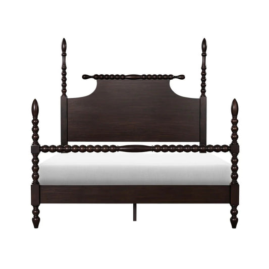 Black Color Handmade Wooden Designer Four Poster Bed Beds & Bed Frames - Bone Inlay Furnitures