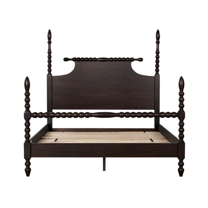 Black Color Handmade Wooden Designer Four Poster Bed Beds & Bed Frames - Bone Inlay Furnitures