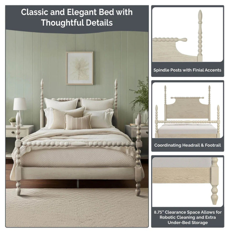 Black Color Handmade Wooden Designer Four Poster Bed Beds & Bed Frames - Bone Inlay Furnitures