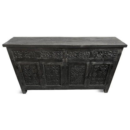 Black Solid Wood Carved Sideboard credenza - Bone Inlay Furnitures