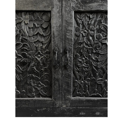 Black Solid Wood Carved Sideboard credenza - Bone Inlay Furnitures