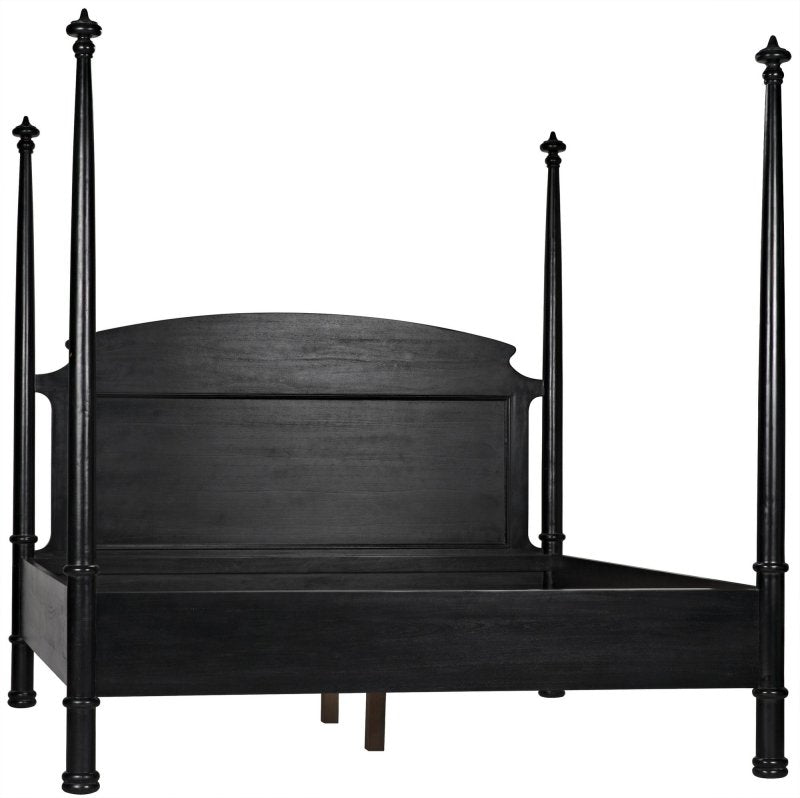 Black Wooden Handmade Four Poster Bed Beds & Bed Frames - Bone Inlay Furnitures