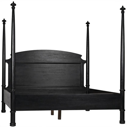 Black Wooden Handmade Four Poster Bed Beds & Bed Frames - Bone Inlay Furnitures