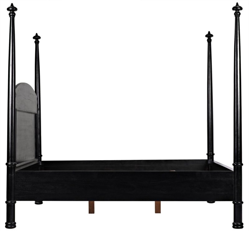 Black Wooden Handmade Four Poster Bed Beds & Bed Frames - Bone Inlay Furnitures