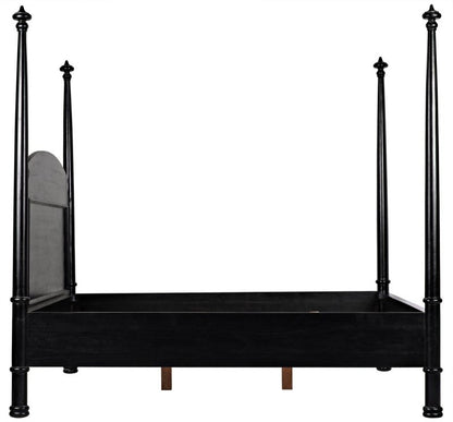 Black Wooden Handmade Four Poster Bed Beds & Bed Frames - Bone Inlay Furnitures