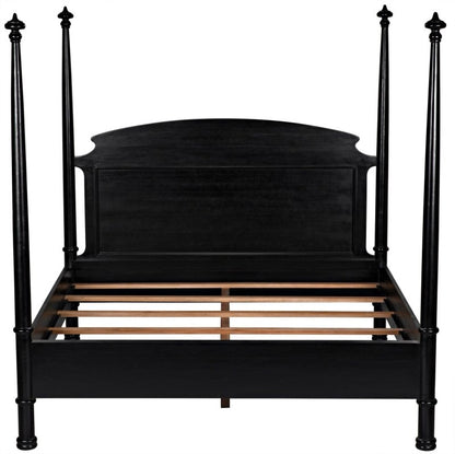 Black Wooden Handmade Four Poster Bed Beds & Bed Frames - Bone Inlay Furnitures