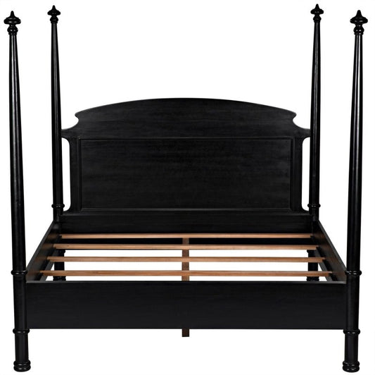Black Wooden Handmade Four Poster Bed Beds & Bed Frames - Bone Inlay Furnitures
