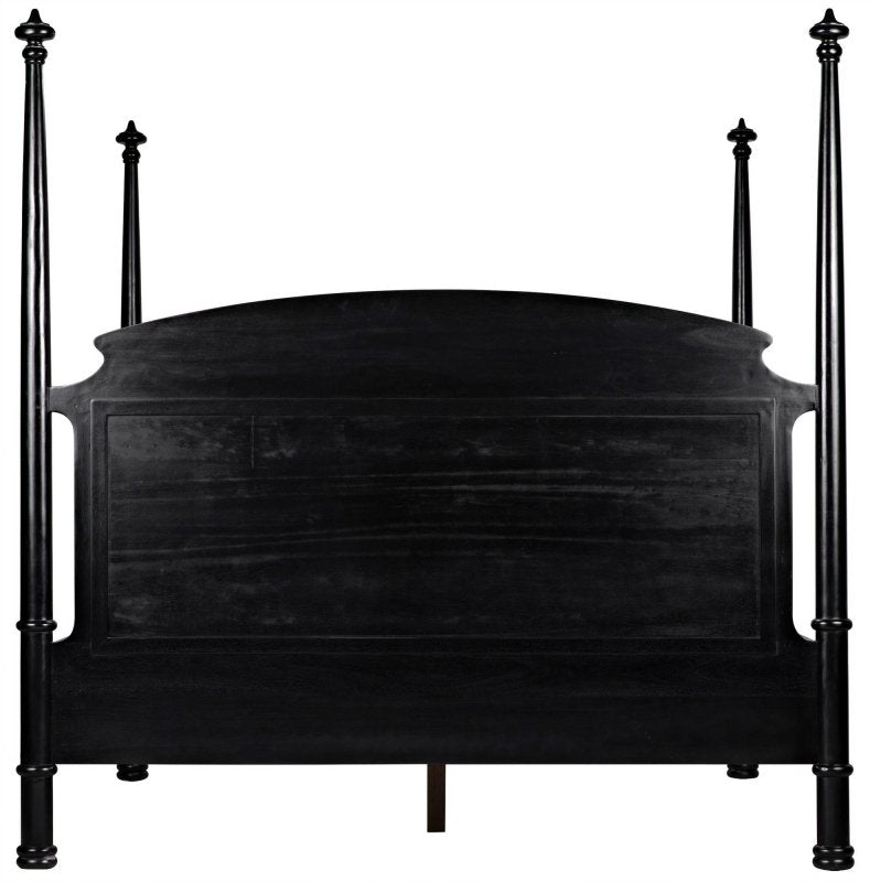 Black Wooden Handmade Four Poster Bed Beds & Bed Frames - Bone Inlay Furnitures