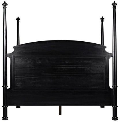 Black Wooden Handmade Four Poster Bed Beds & Bed Frames - Bone Inlay Furnitures