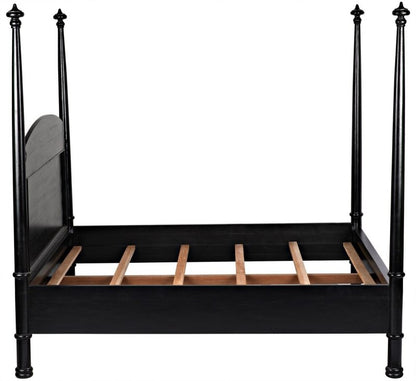 Black Wooden Handmade Four Poster Bed Beds & Bed Frames - Bone Inlay Furnitures