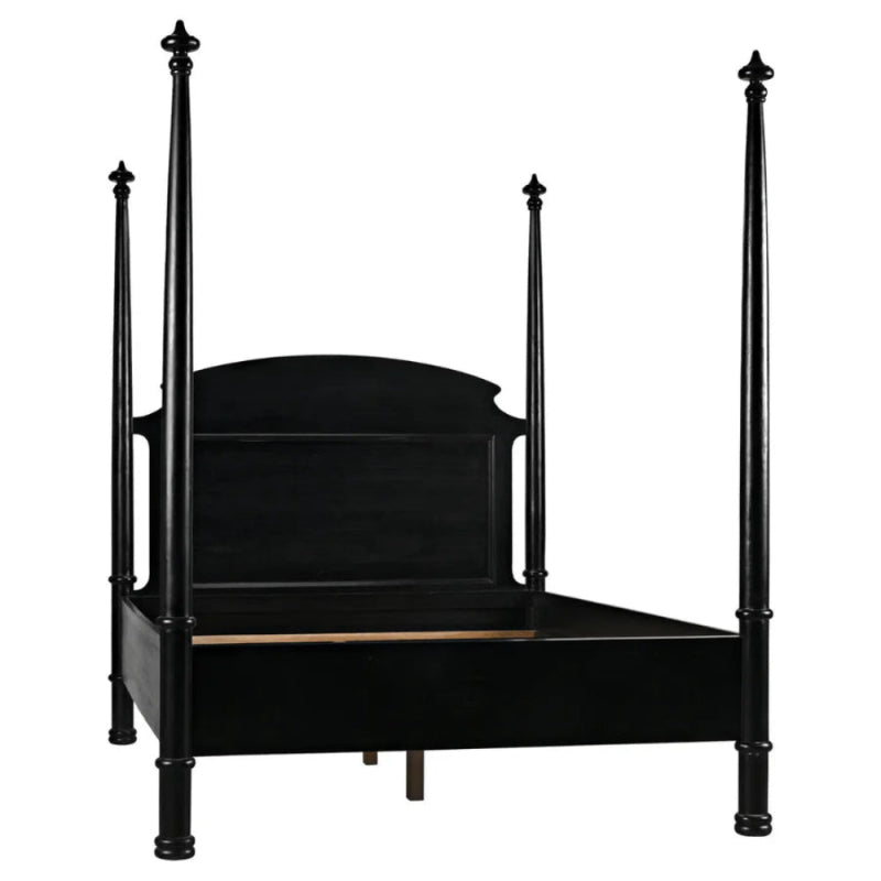 Black Wooden Handmade Four Poster Bed Beds & Bed Frames - Bone Inlay Furnitures