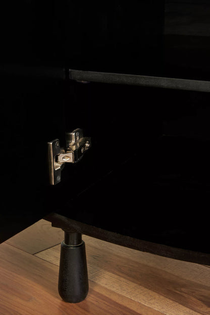 Black Wooden Handmade Media Console Table with Storage Media Console Table - Bone Inlay Furnitures