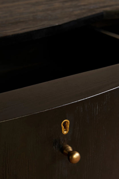 Black Wooden Handmade Media Console Table with Storage Media Console Table - Bone Inlay Furnitures