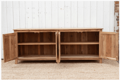 "Bleached Teak Damascus Inlay Sideboard - Exquisite Storage Solution" Sideboard - Bone Inlay Furnitures