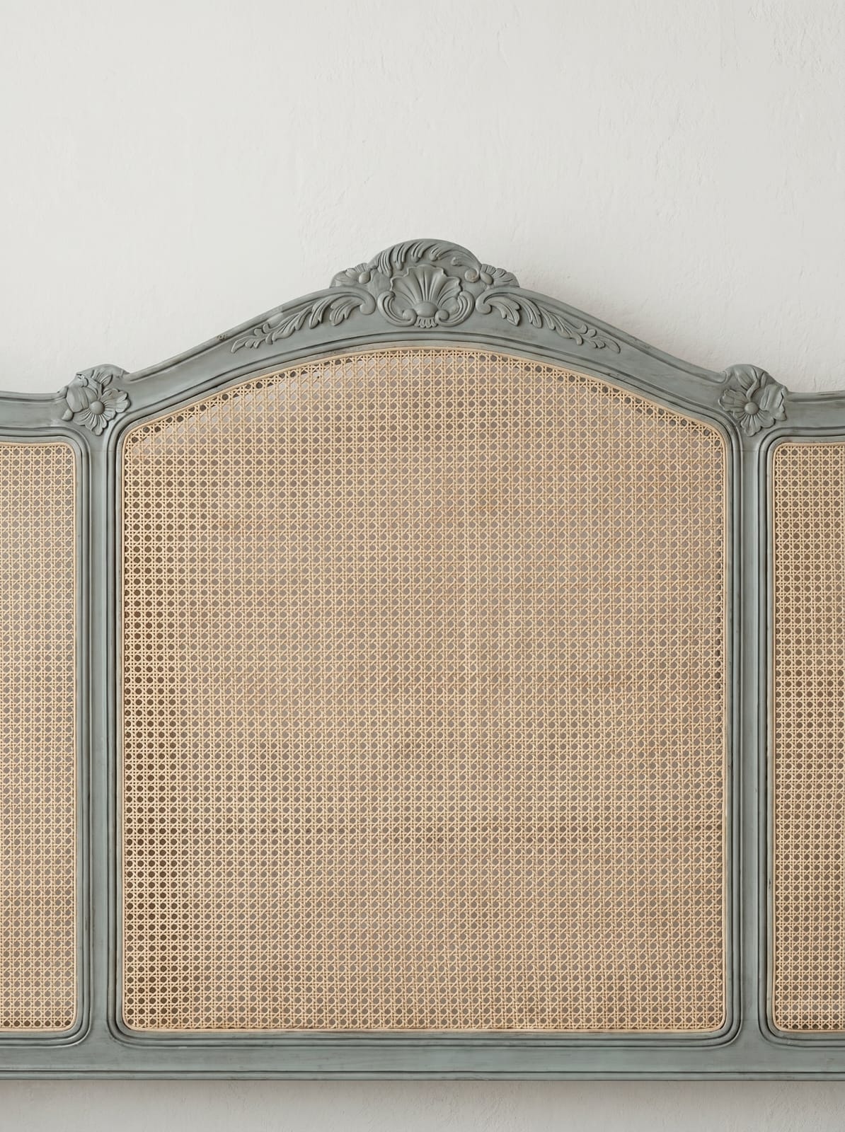 bohemian carved cane Wood headboard 