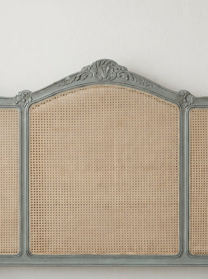 bohemian carved cane Wood headboard 