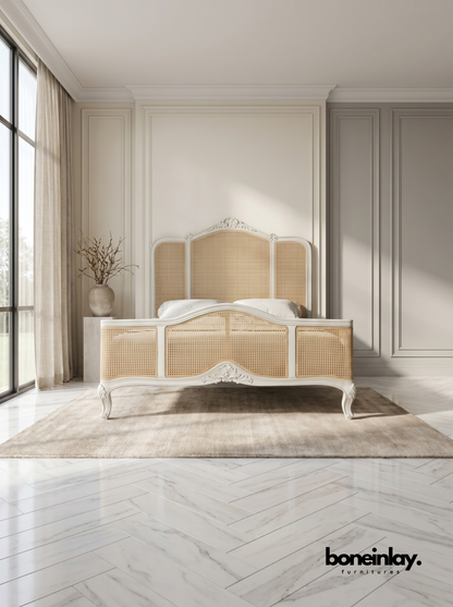 bohemian carved wooden french bed