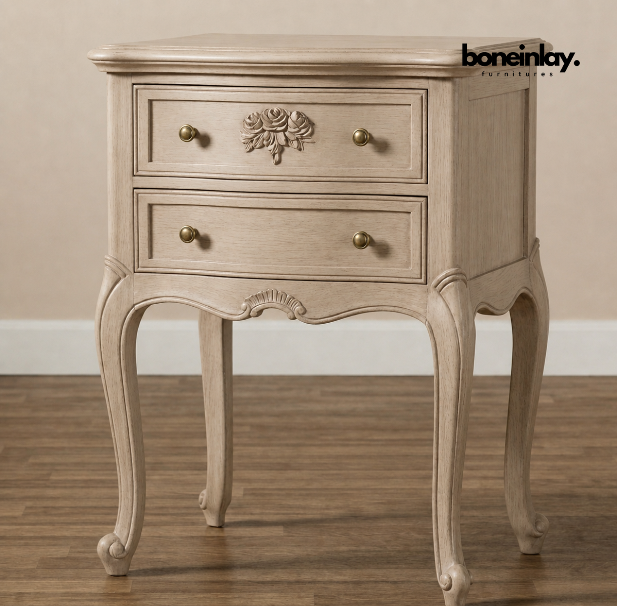 bohemian french  style Carved nightstand