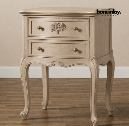 bohemian french  style Carved nightstand