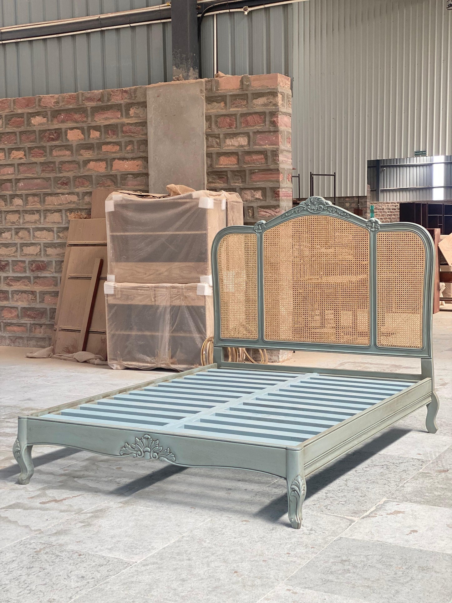 bohemian rattan bed with headboard