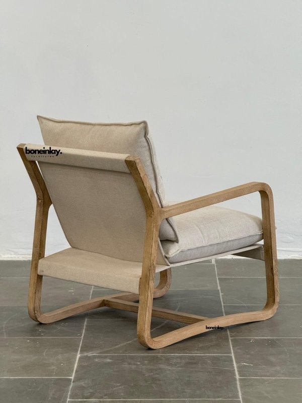 Boho Handmade Designer Inspired Solid Wood Upholstered Cafe Chair Armchair - Bone Inlay Furnitures