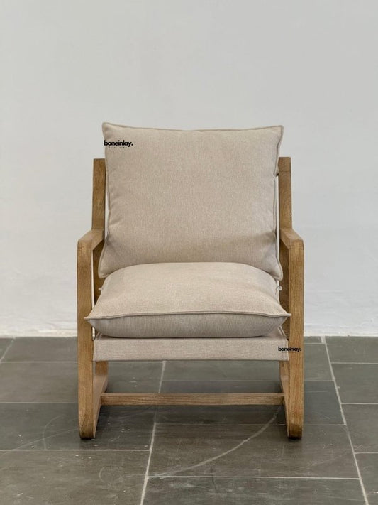 Boho Handmade Designer Inspired Solid Wood Upholstered Cafe Chair Armchair - Bone Inlay Furnitures