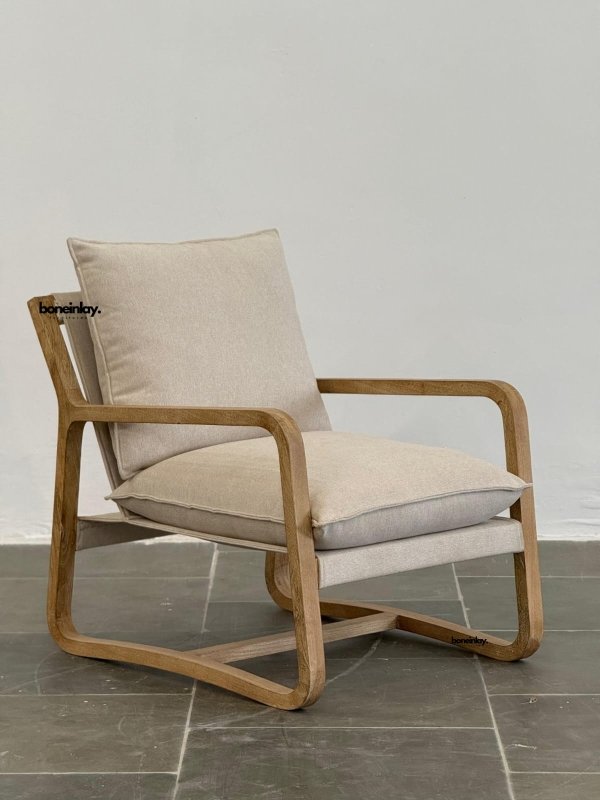 Boho Handmade Designer Inspired Solid Wood Upholstered Cafe Chair Armchair - Bone Inlay Furnitures