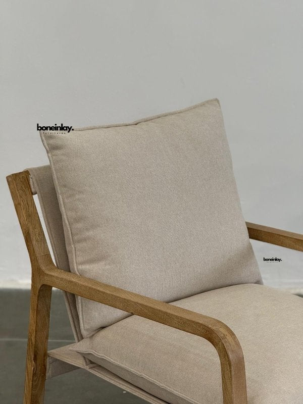 Boho Handmade Designer Inspired Solid Wood Upholstered Cafe Chair Armchair - Bone Inlay Furnitures