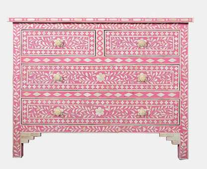 Bone Inlay Pink Chest Of Drawer