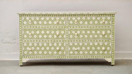 Bone inlay Chest of Dresser Handmade with Six Drawer Chest of Drawers - Bone Inlay Furnitures