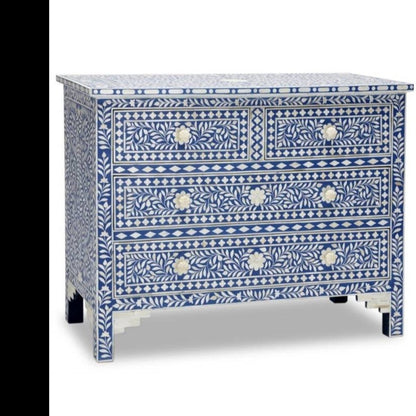 Bone Inlay Blue Chest Of Drawer