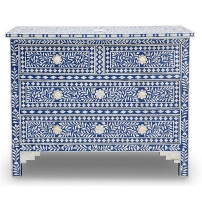 Bone Inlay Blue Chest Of Drawer