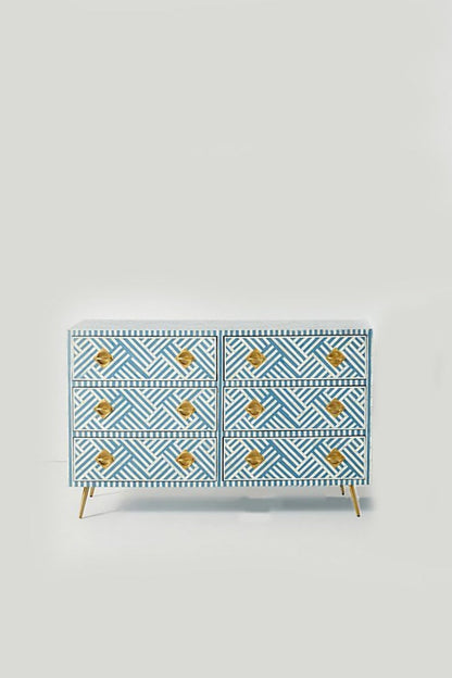 Blue Optical Six Drawers Dresser