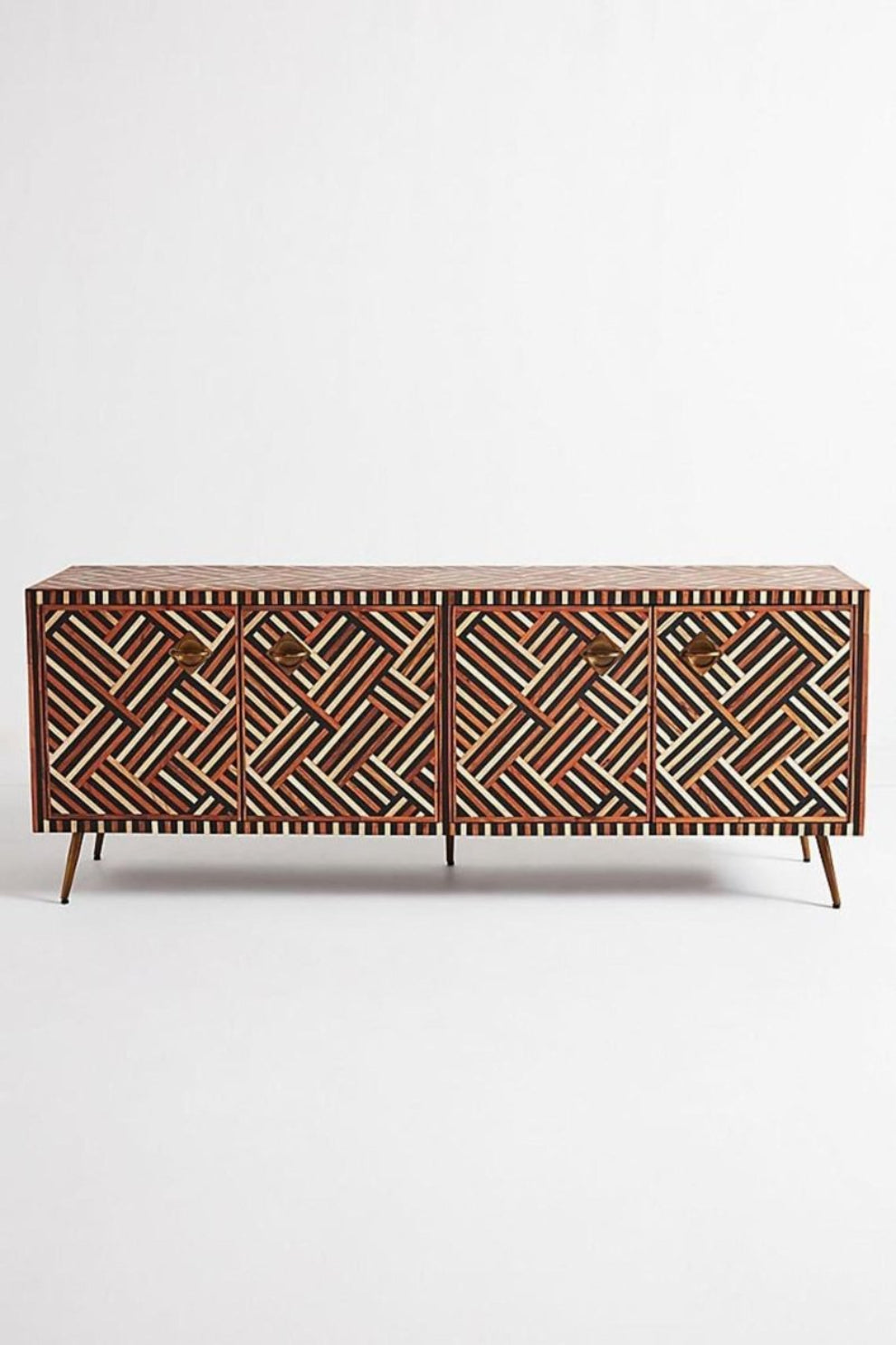 Bone Inlay Optical Media Console Brown Color