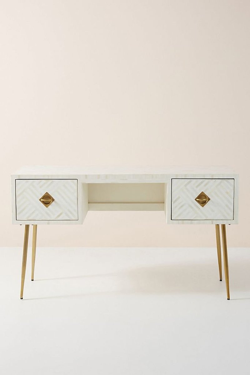 Handmade Optical Bone Inlay Work Desk | Home Office Laptop Desk