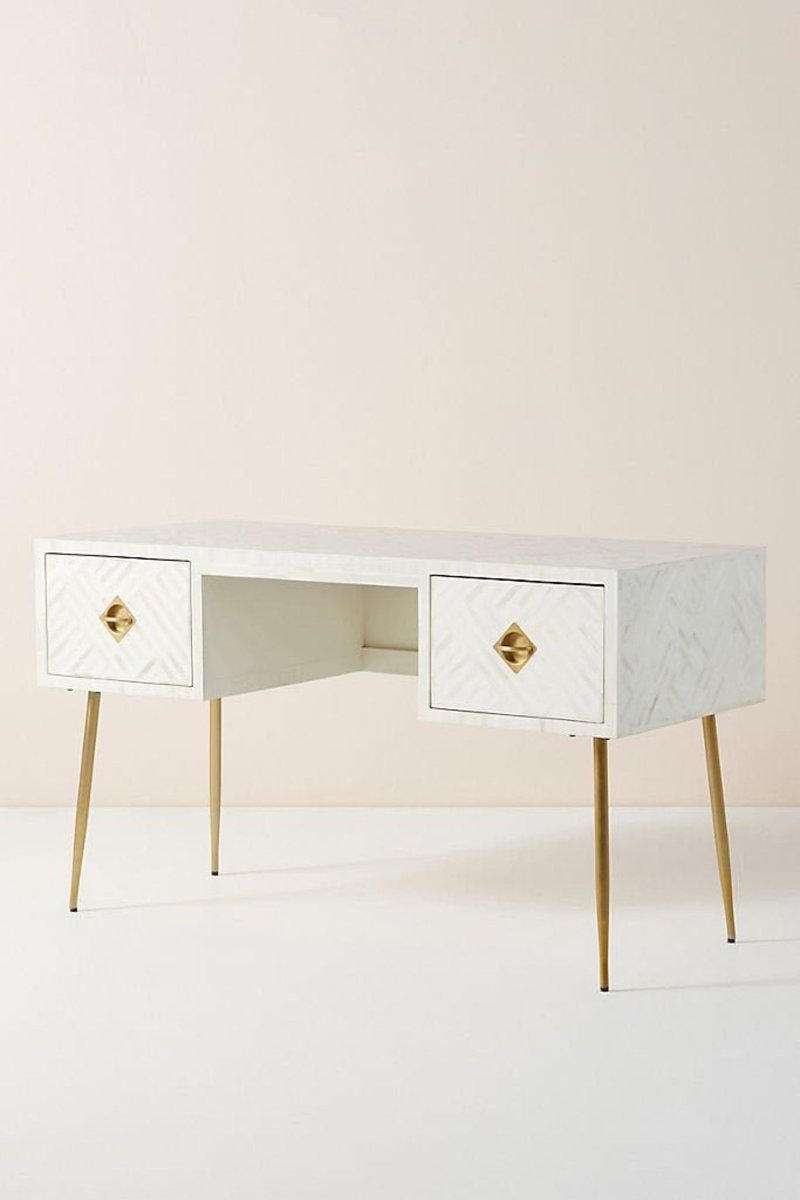 Handmade Optical Bone Inlay Work Desk | Home Office Laptop Desk