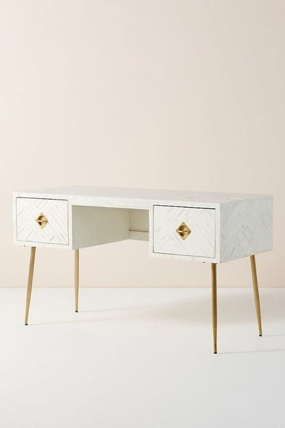 Handmade Optical Bone Inlay Work Desk | Home Office Laptop Desk
