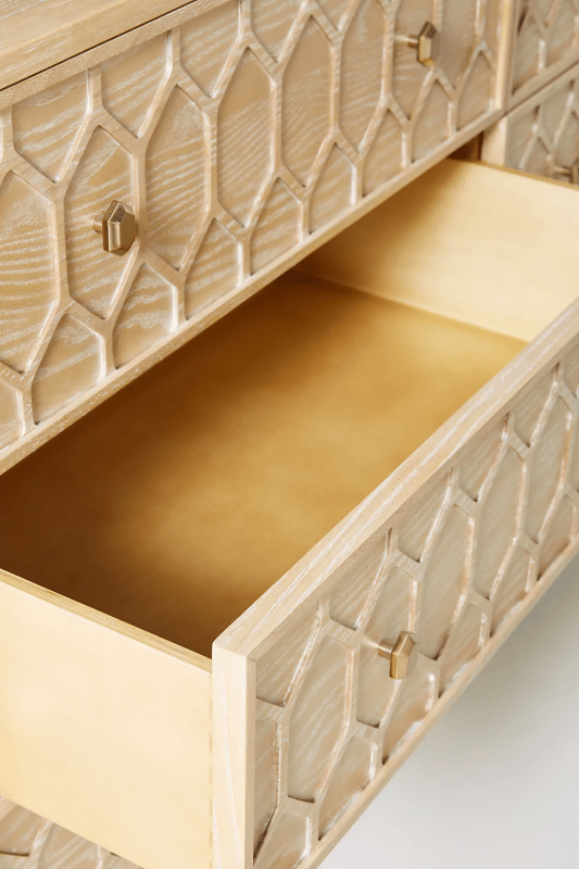 Carved Textured Trellis Six - Drawer Dresser | Wooden Dresser Drawer Dresser - Bone Inlay Furnitures