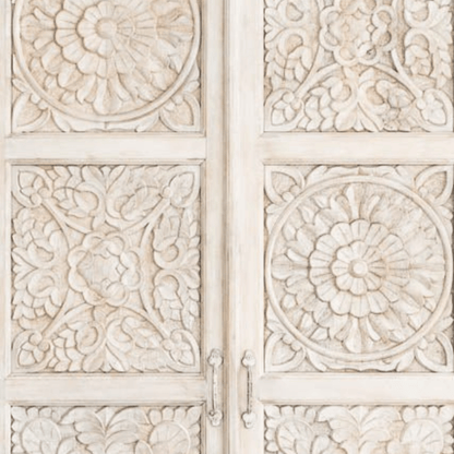 Charika Hand Carved Solid Wood Armoire – French Country Bedroom Storage Wardrobe Armoire - Bone Inlay Furnitures