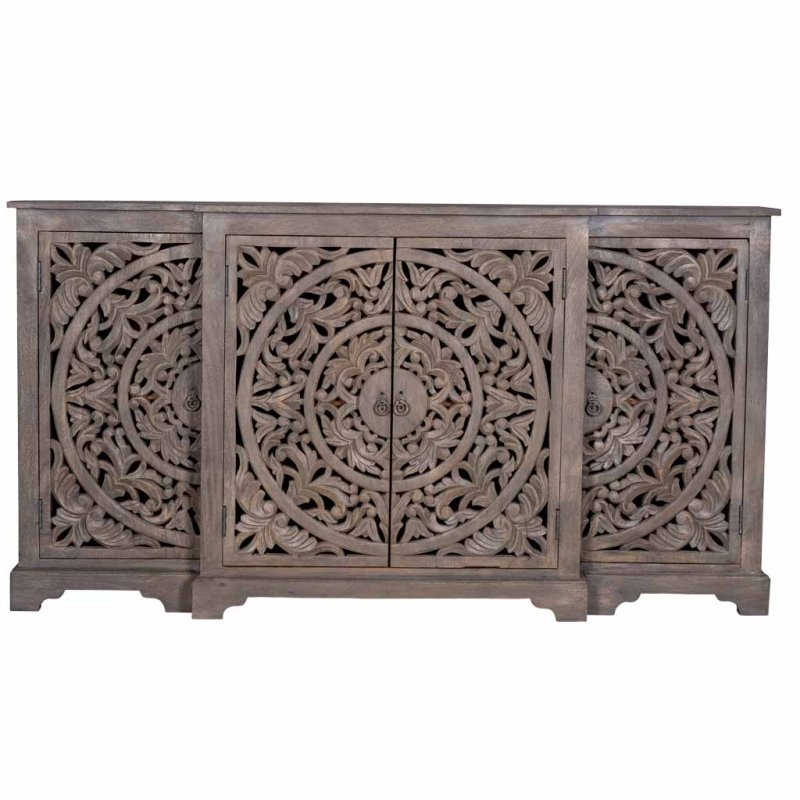 Chic Hand - Carved White Buffet | Solid Wood Sideboard for Dining Room Buffet - Bone Inlay Furnitures